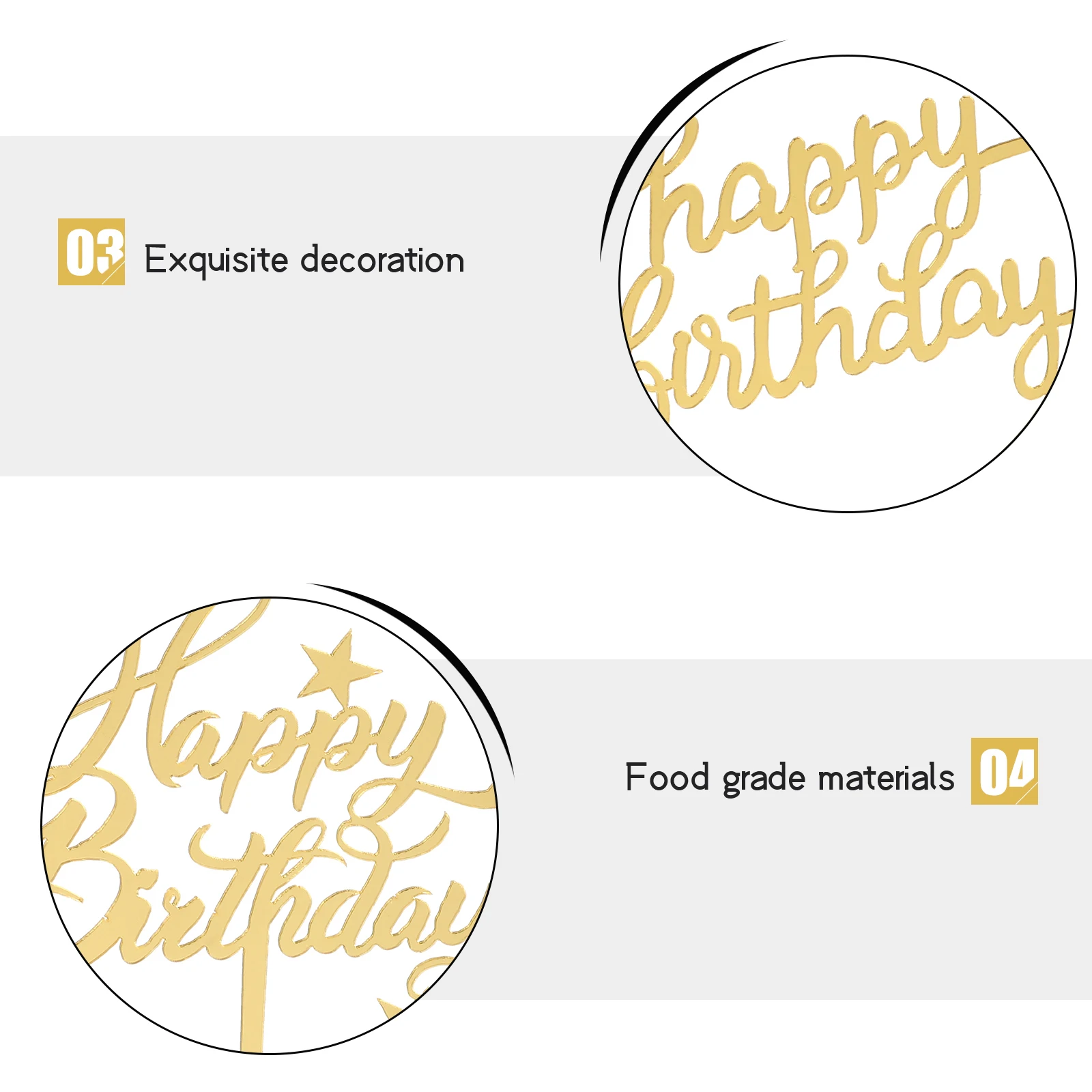 

8Pcs Birthday Cake Ornaments Gold Color Exquisite Cake Topper Picks for Party Dessert Insert Birthday Party Supply