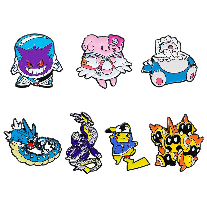 Pok é mon brooch Pikachu snorlax Gyarados pins Backpack decoration alloy badge Fashion Jewelry gift for birthday