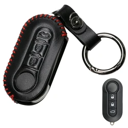 PU Leather 3 Button Flip Car Key Chain Ring Fob Case Cover Shell Protector For Fiat 500 500L MPV Panda Punto Bravo Doblo Florino