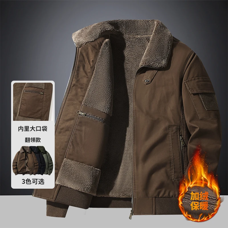 

Мужская простая высококачественная новая куртка из чистого хлопка, мужская зимняя куртка из бархатного мехового воротника, верхняя рабочая одежда с лацканами в стиле ретро