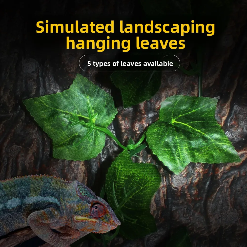 NOMOY Artificial Hanging Vine with Maple Leaves&Suction Cups-Removable Terrarium Plant for Vertical Decoration in Reptile Tanks