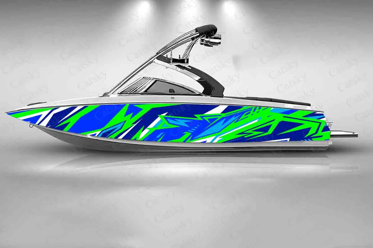 Abstract Colorful Splash Messy Lines Art Cool Boat Sticker Vinyl Ship Pontoon Deck Boat Fishing Decorative Pontoon Boats Decal