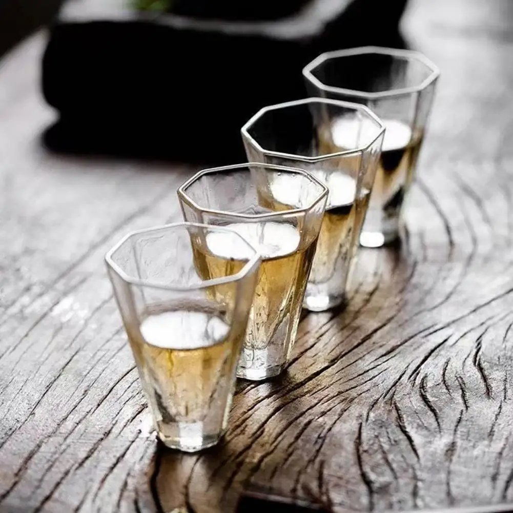 Thickened Wine Glass Stable Base Wine Glass Whiskey Shot Glass Set Cut Tasting Cups 50ml Heat Resistant Small Wine for Home