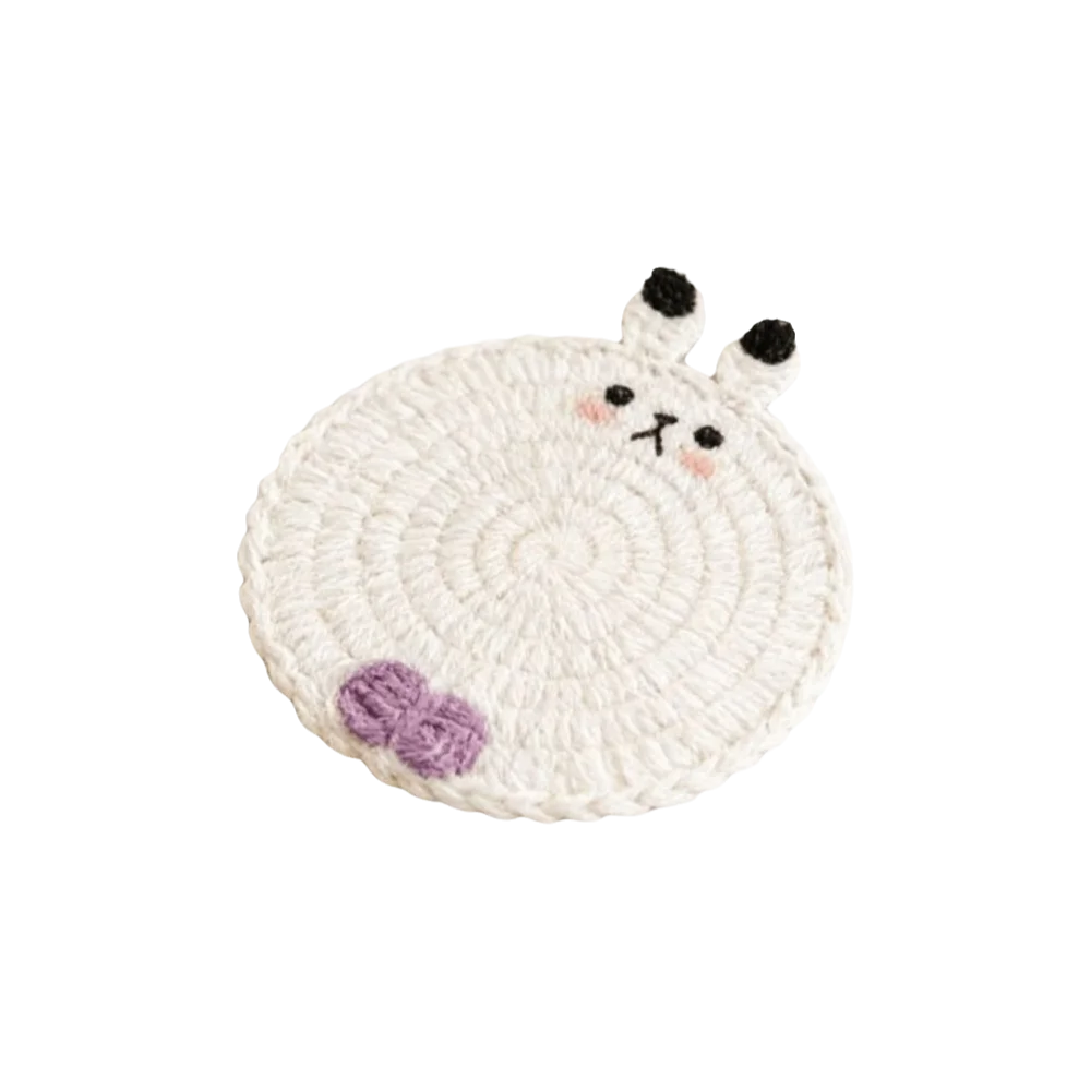 Handmade Crochet Craft Crochet Animal Coaster Soft Knitted Animal Shape Design Knitted Drink Coaster Creative Cartoon Style