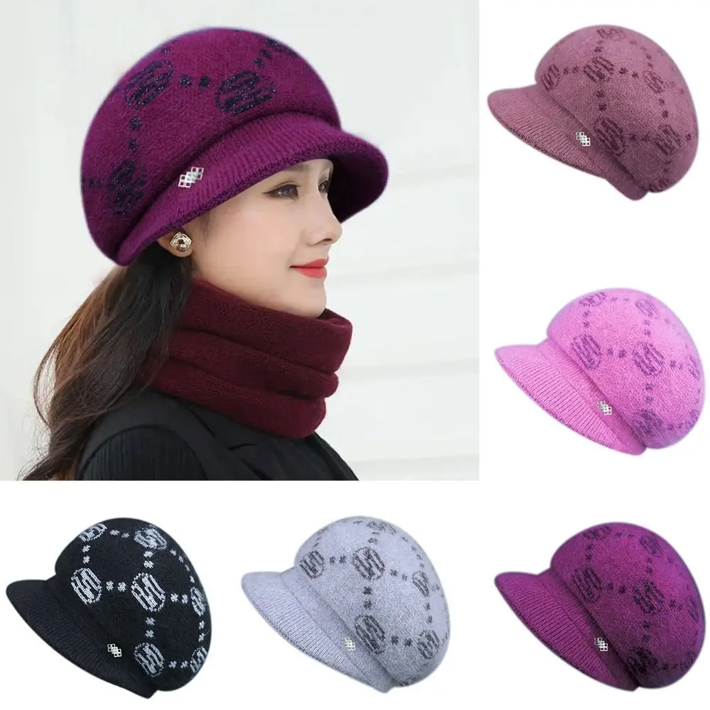 Fashion Windproof Knitted Woolen Hat Keep Warm Thicken Peaked Cap Winter Beanies Cap Woman