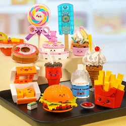 Creative Burger Fries Food Model Building Kit Mini Junk Food Vivi Decoration Building Blocks DIY Children's Day Gift Toys