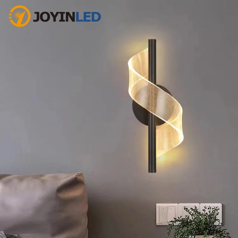 Lâmpadas de parede LED espirais modernas, minimalista Strip, candeeiro de ferro decorativo para salas de estar, quarto, cabeceira, iluminação de fundo