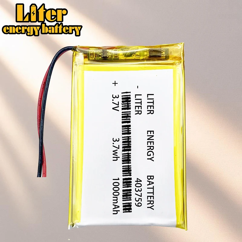 403759 3.7V 1000MAH 383759 Lithium Polymer Li-Po li ion Rechargeable Battery cells For Mp3 MP4 MP5 GPS mobile bluetooth