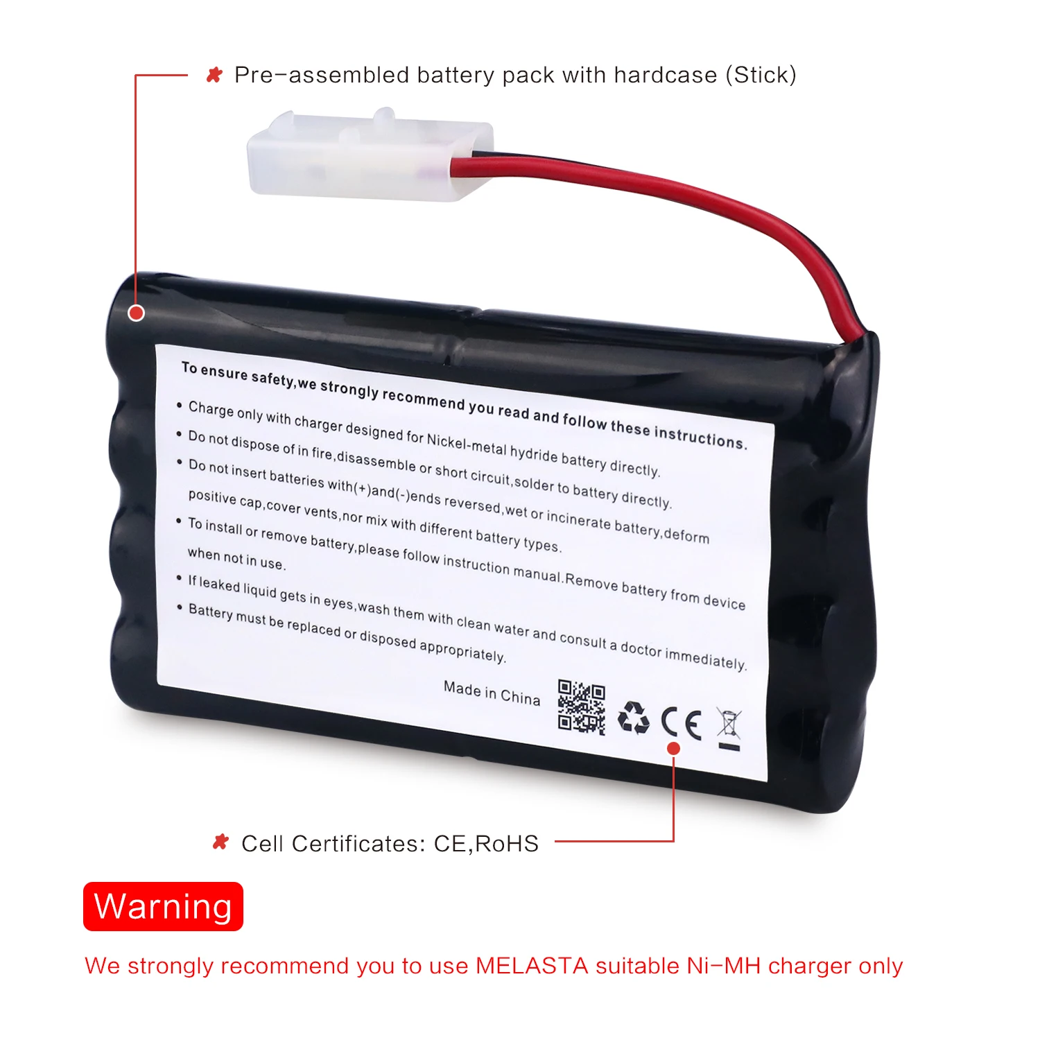 9.6V 1600mAh Rechargeable Battery Pack with Tamiya Connector Nimh AA Battery for RC toys Cars Tanks Boats Robots Airsoft Guns