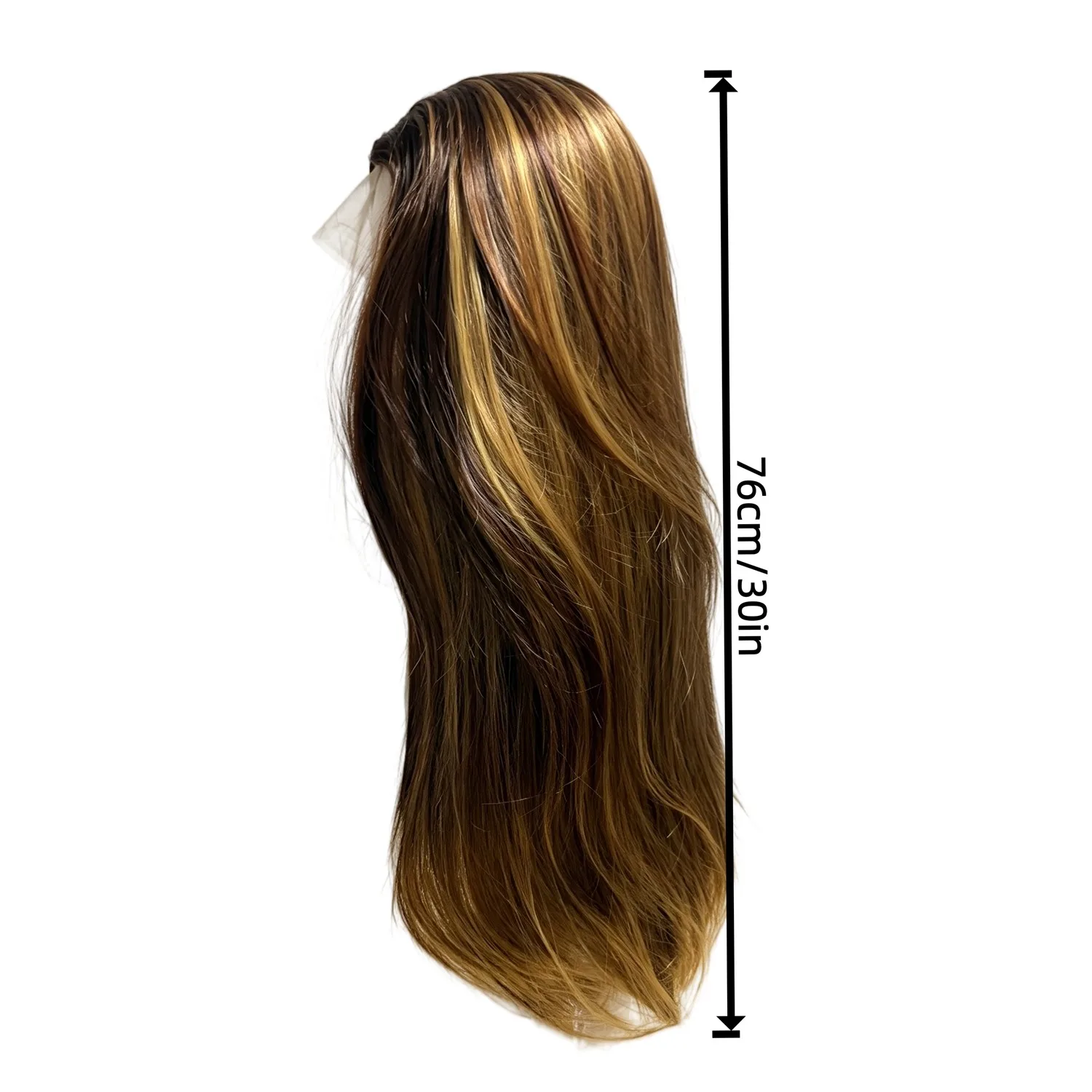 Straight Wig 30 Inch Dark Brown To Blonde Balayage 613 Heat Resistant Synthetic Fiber Wig 280g For Women