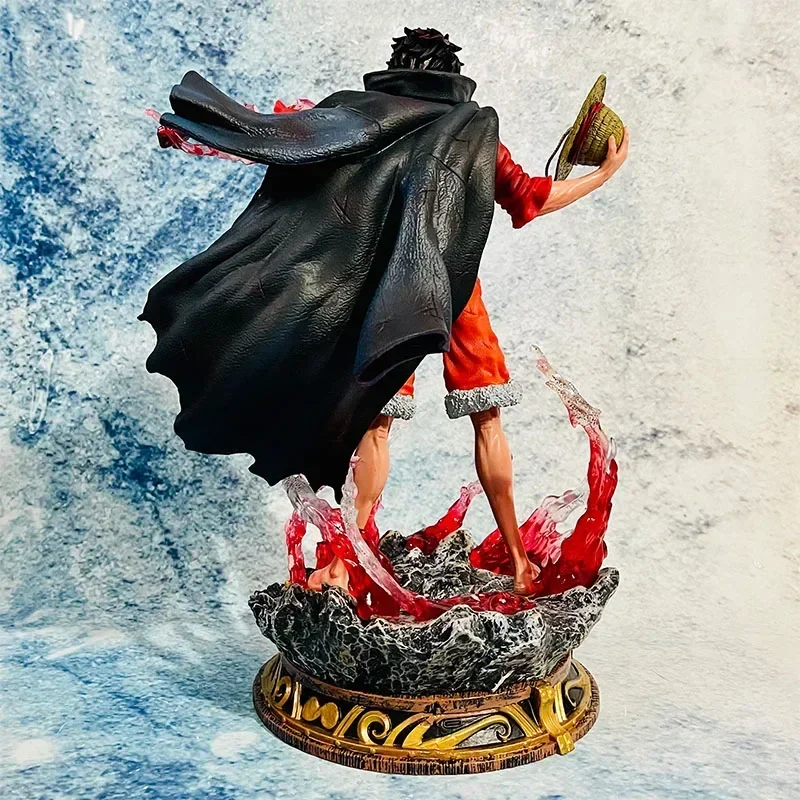 37 ซม.One Piece King สีสันไหลซากุระ Luffy Handmade หมวก Luffy ประติมากรรมขนาดใหญ่ชุดตกแต่ง Handmade ของขวัญ