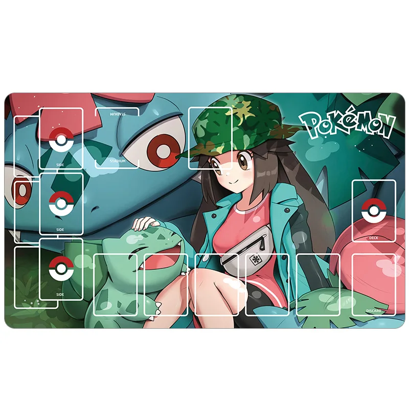 Anime Pokemon Ptcg Trainer Ash Ketchum Squirtle Bulbasaur 60X35Cm Comic Version Dedicated Game Single Player Battle Card Mat