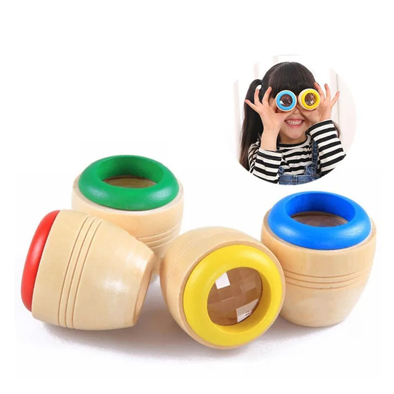 Children\'s Fun Rotating Wooden Kaleidoscope Puzzle Early Education Polygon Mirror Bee Eye Magic Caleidoscope Gadgets Children