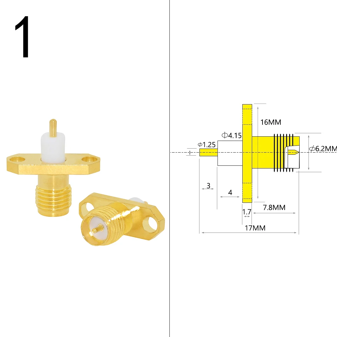 1PC SMA Male/ Female RF Coax Connector Panel Mount Flange Chassis Solder Post Wire Terminal Adapter Goldplated Wholesale Price