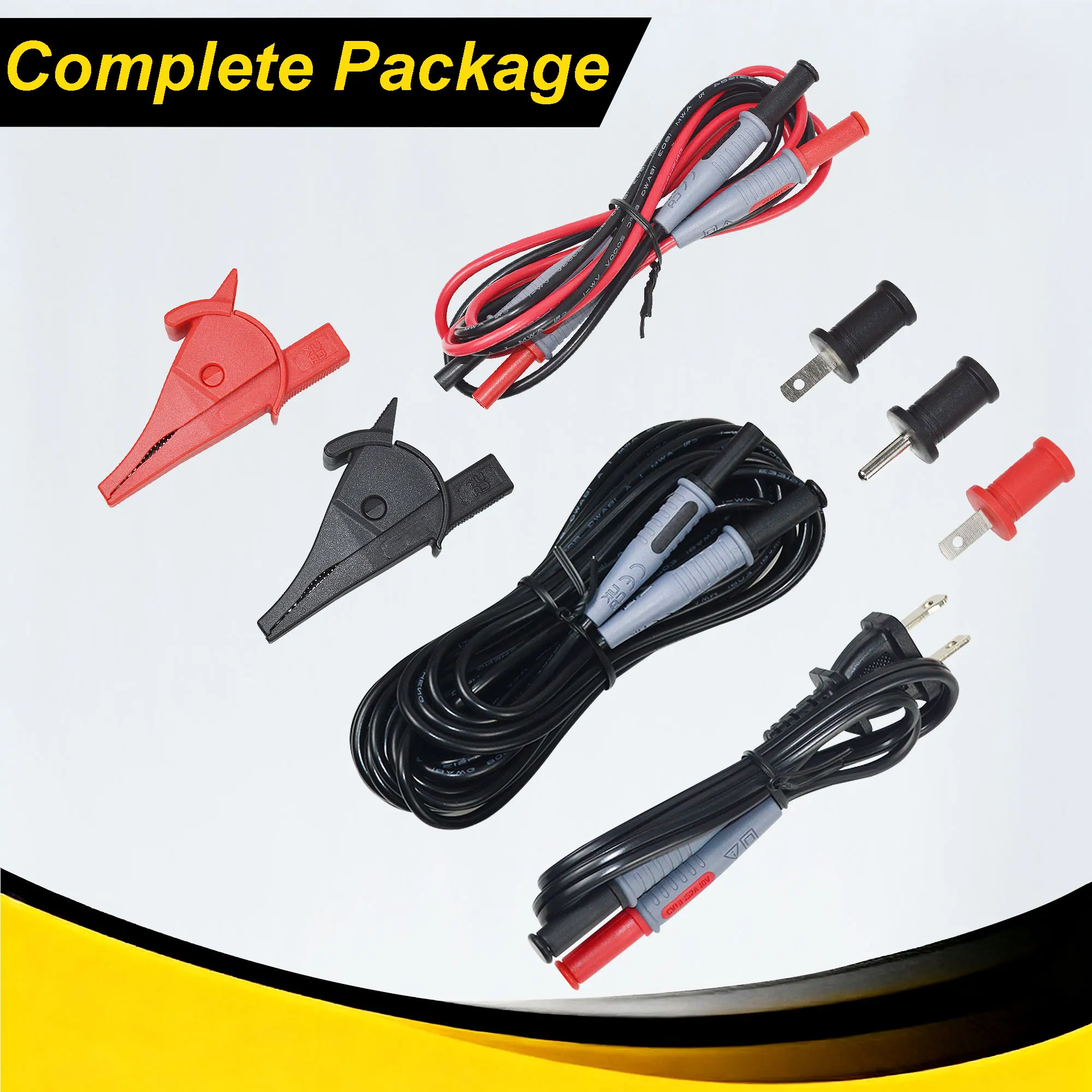 

ZIBOO ET450 Accessory Kit,incluidng Lead Adapters,AC Outlet Plug to Banana Plug Attach to Alligator Clips, Outlet Tabs/Prongs.