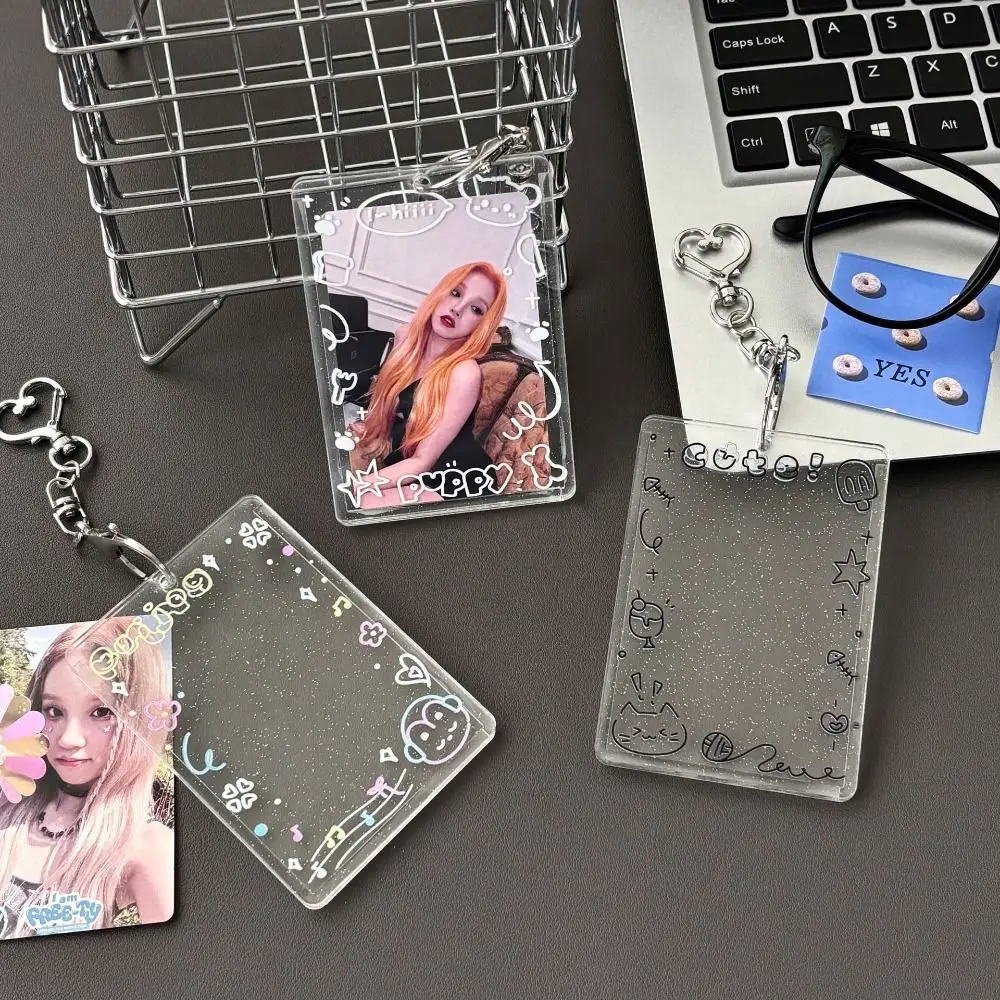 2.7x4.1 Inch Acrylic Photocard Holder Transparent Protetion Cover Photo Card Case Simplicity Pattern Printing