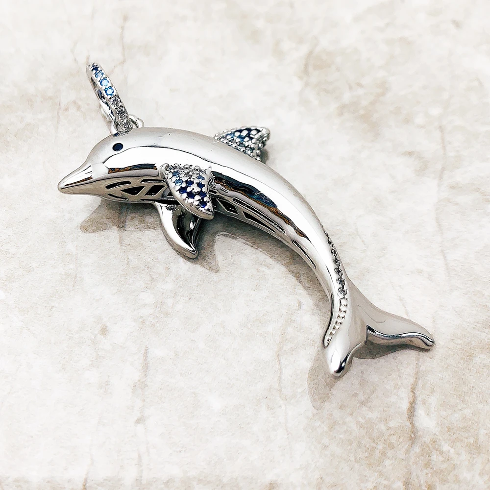 Dolphin Dangle Charm Pendant New 925 Sterling Silver Romantic Gift For Women Jewelry