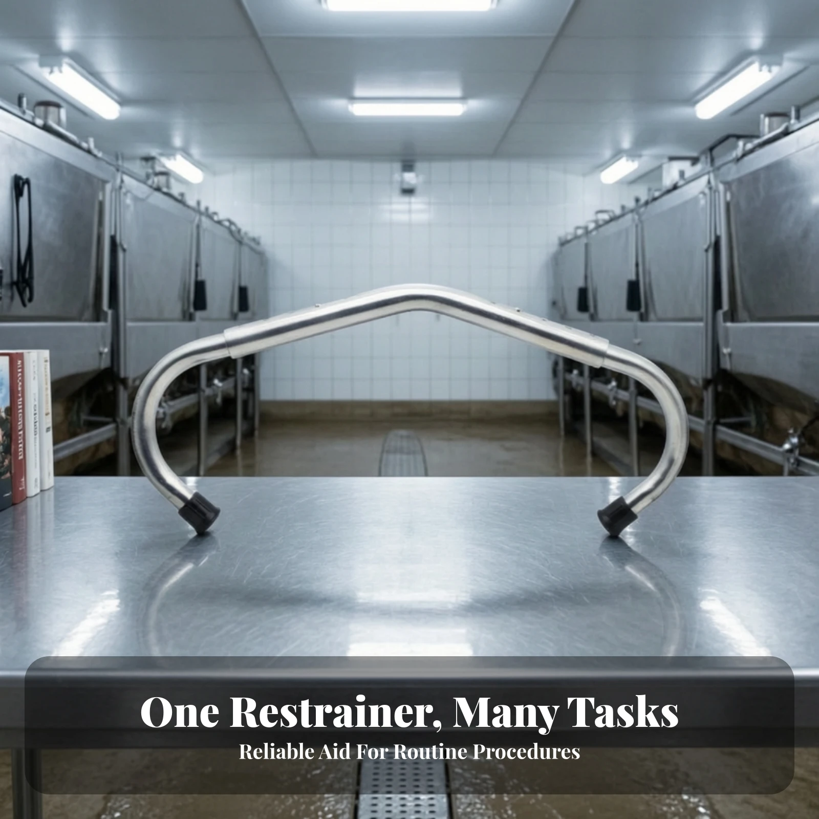 Cow Kick Bar with Rubber Caps Telescoping Livestock Tool for Dairy Farmers, Milking Parlors