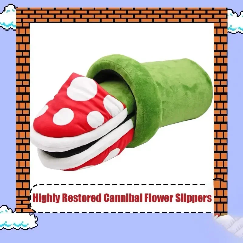 Funny Cannibal Flower Slippers Plush Toy Fancy Shoes Birthday Gift Cannibal Flower Home Wear Sneakers Green Home Holiday Party images - 6