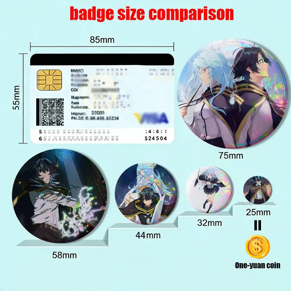 talen Will Serfort Wistoria Wand and Sword Badge on Backpack Clothes decoration Tinplate Round Brooc Custom Gifts for Friend
