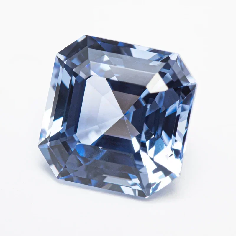 Top Lab Grown Sapphire Square Asscher Cut Cornflower Color VVS1 Charms DIY Jewel Making Material Selectable AGL Certificate