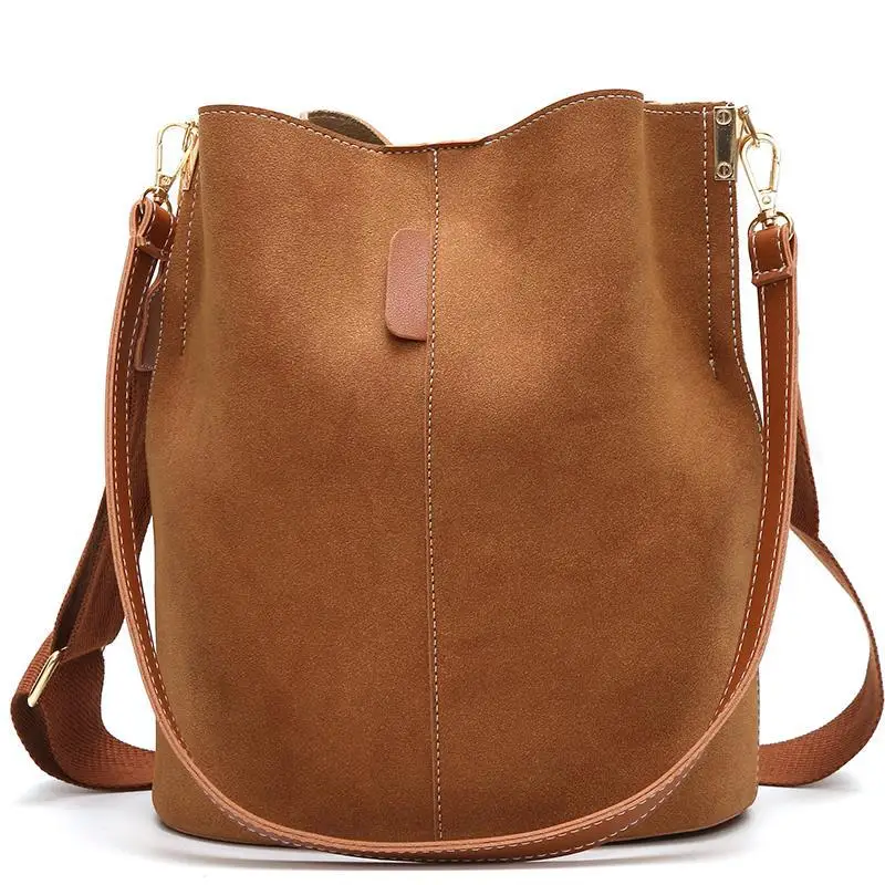 Vintage Nubuck Pu Leather Messenger Bags For Women Luxury Handbags Women Bags Designer Large Capacity Shoulder Bucket Bags