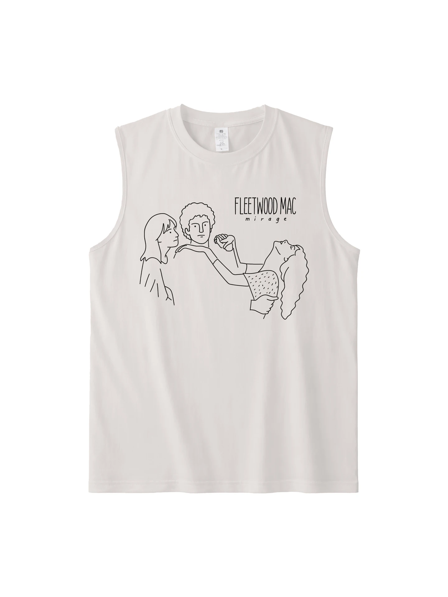 Ftwood  Band American Simple Casual Cotton Rock Style Sleeveless Tank Top Printed Moisture Wicking H-Shape Backless Vest