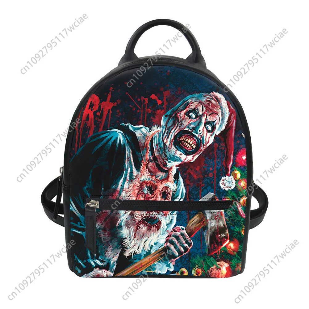 

Terrifier Clown halloween Custom Backpack Purse Women Carter Schoolbags Double Shoulder Bag Mini Daypack Leather Travel Bag