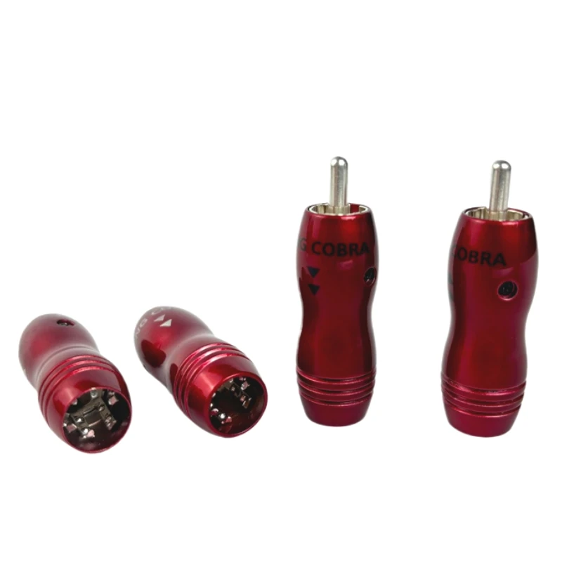 4Pcs King Cobra RCA Plug Silver Plated Red Copper HiFi Audio Adapter Signal Line Connector 8mm