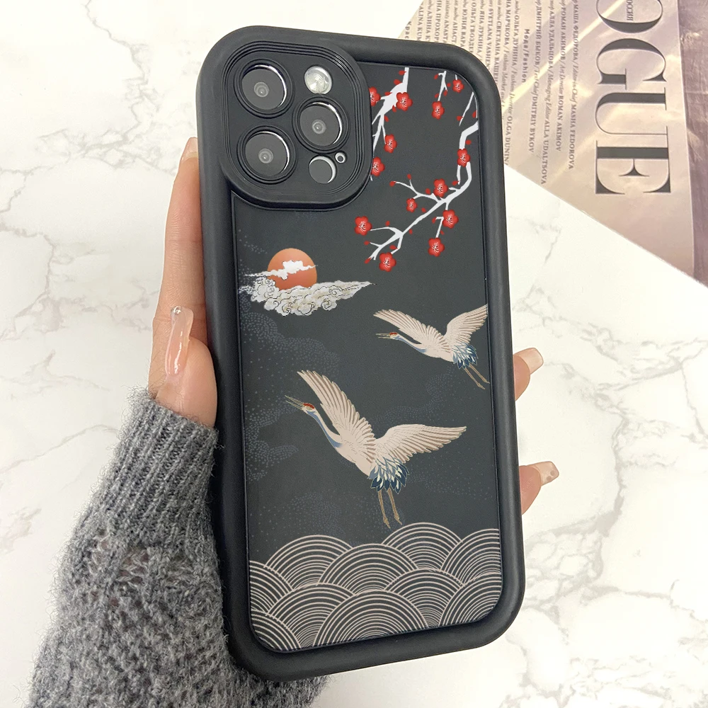 Red-crowned Crane Phone Case for Oppo Realme C67 C65 C63 C55 C53 C35 C33 C31 C21 C20 12 11 8i Pro Plus 4G 5G Soft Ladder Cover