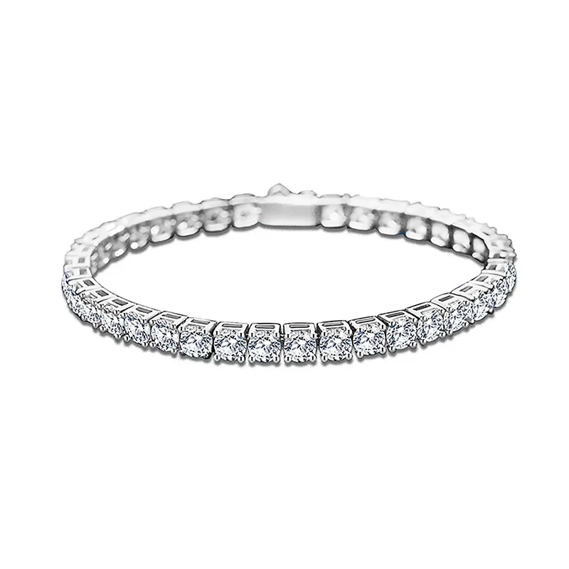 Top D Color Moissanite Tennis Bracelet For Women 100% 925 Sterling Silver Diamond Gemstone Bracelet Sparkling Wedding Jewelry