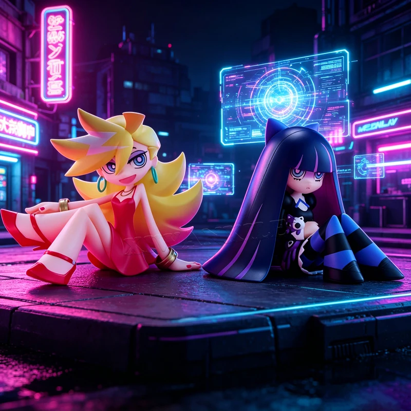 FuRyu Panty&Stocking with Garterbelt Anime-Figur Stocking Anarchy Actionfigur Panty Anarchy/Honekoneko Figur Modellpuppe Spielzeug