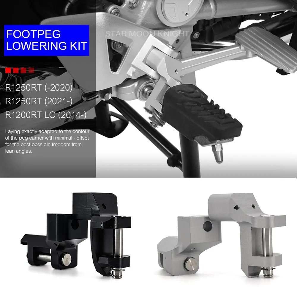 

Footpeg Lowering Kit For BMW R1250RT R1200RT r 1250 1200 rt LC R1200 RT 2014-2022 2021 Motorcycle Rider Footrest Front Foot Pegs