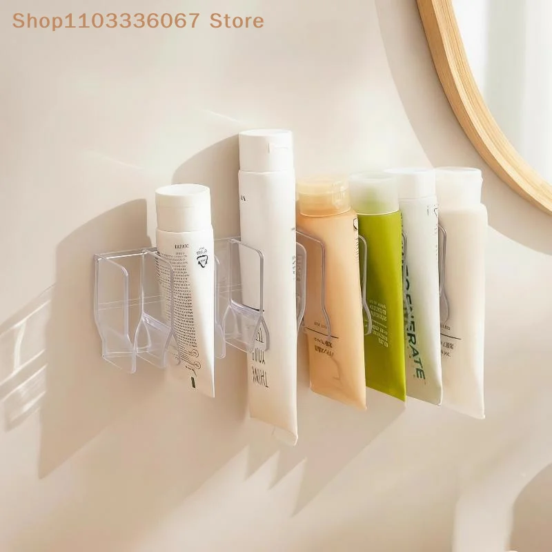 【HLS】【HB】【HB】Plastic Wall Mounted Storage Rack Large Capacity No Punching Dual Use Cosmetics Facial Cleanser Holder