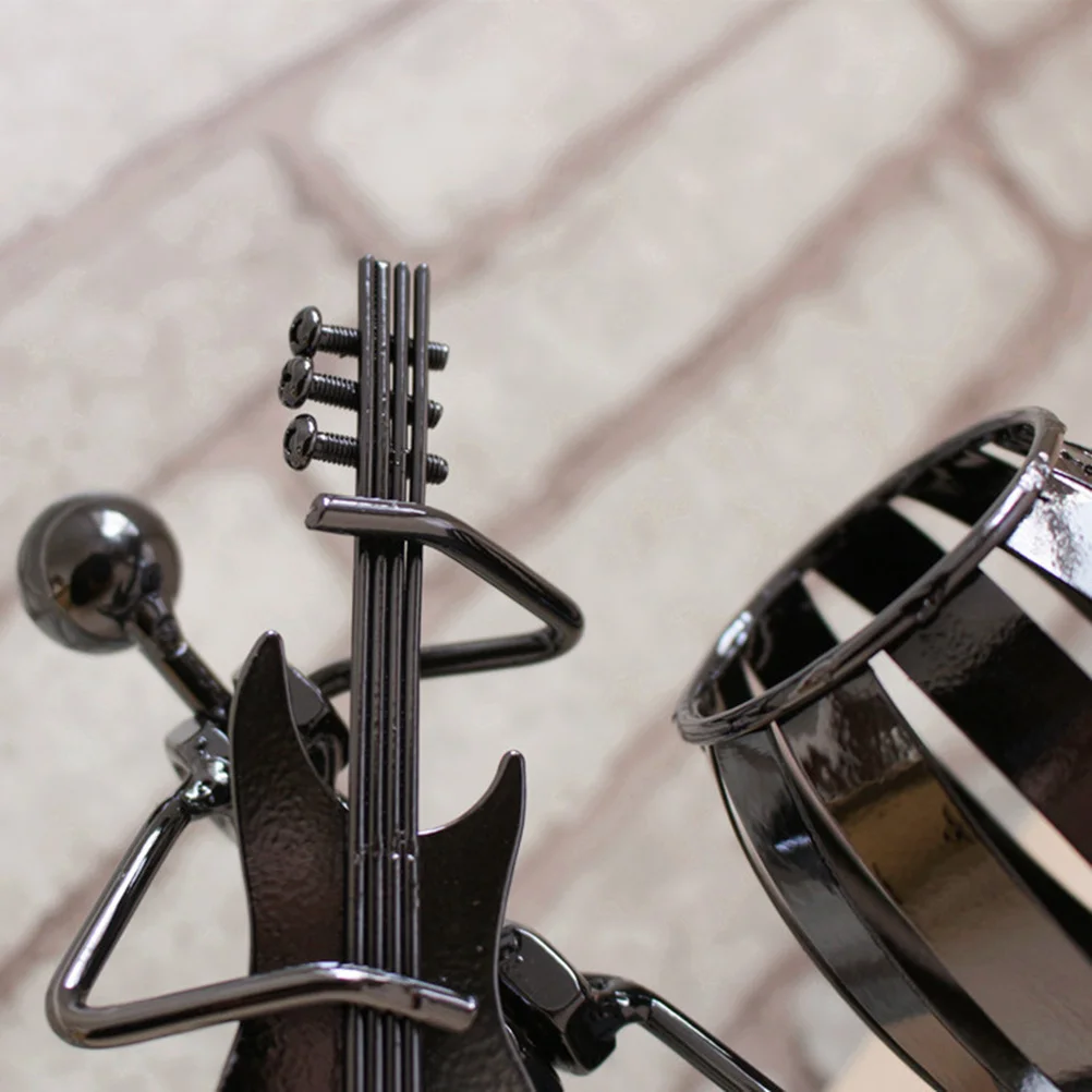 

Iron Pen Holder Round Galvanized Metal Pencil Pot Musician Desk Organizer Unique Office Home Decor Container