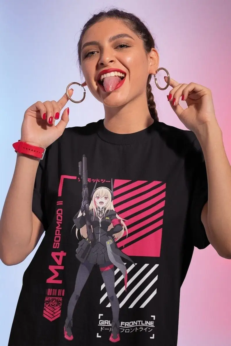 Unisex Girls' Frontline M4 Sopmod Ii Gaming T-Shirt, Anime Girl Waifu Shirt, K11 T-Shirt