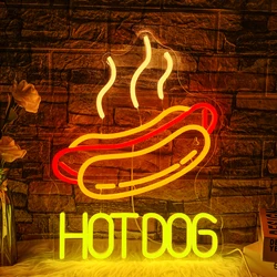 Hot Dog Neon Sign Led Dimmable Neon Sign for Fast Food Shop Bar Pub Restaurant Coffee Kitchen Shop Wall Decor Neon Light Up 5V