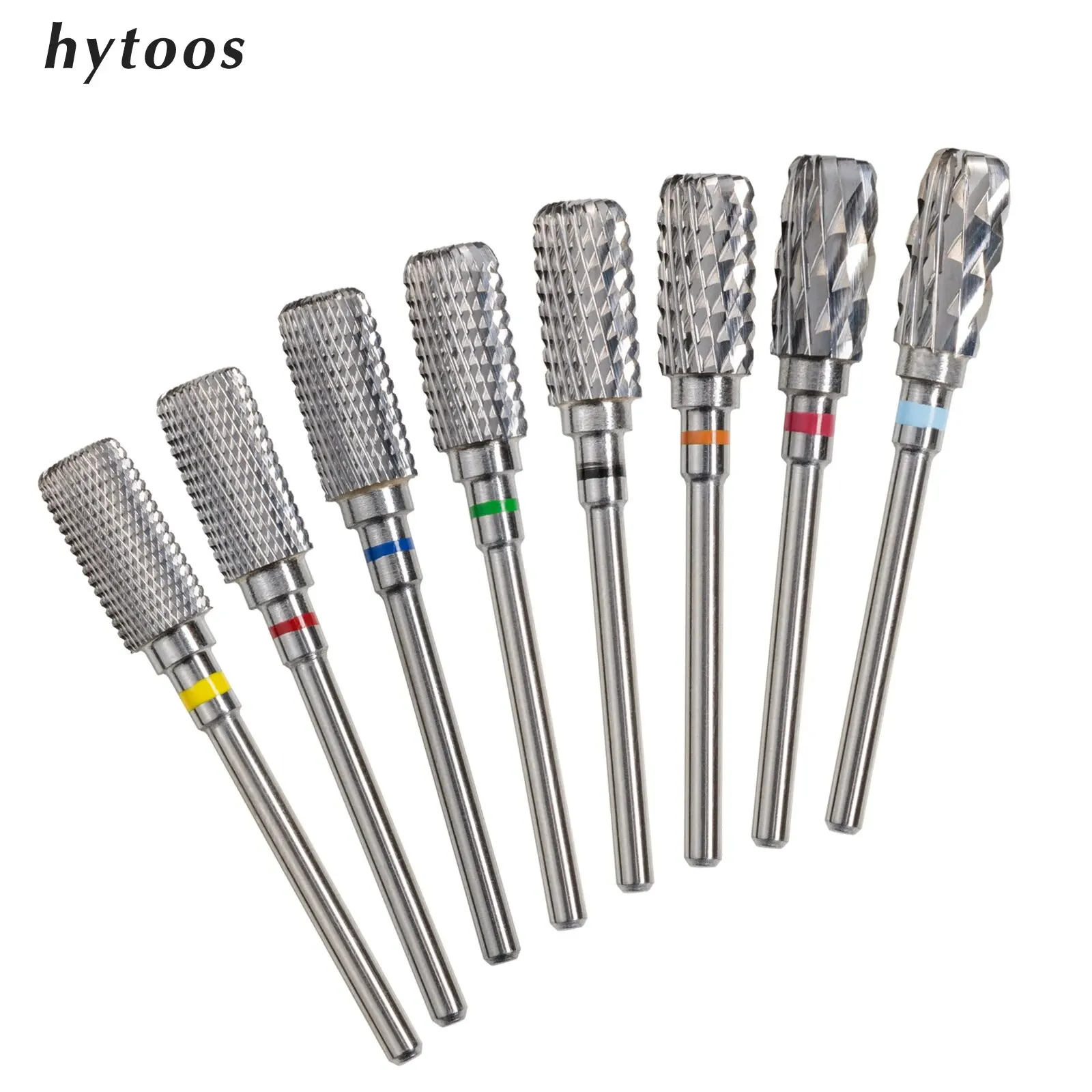 HYTOOS Safety Nail Drill Bits 13mm Barrel Dust Proof D4S Right-handed Carbide Drill Bits for Nails Electric Manicure Drills Tool