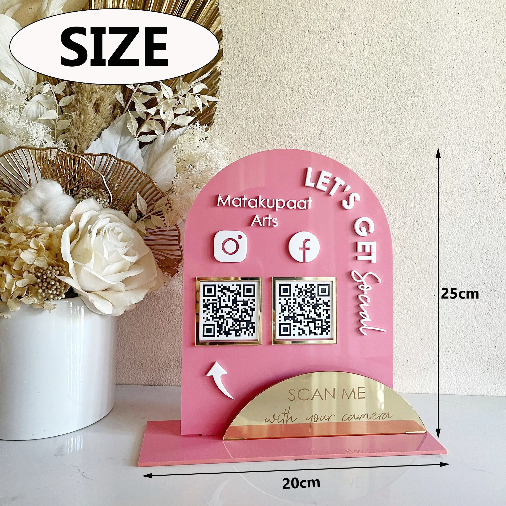 Personalized Arched Acrylic QR Code Desktop Stand 3D LOGO Suitable For Various Businesses And Businesses Google Review Collector