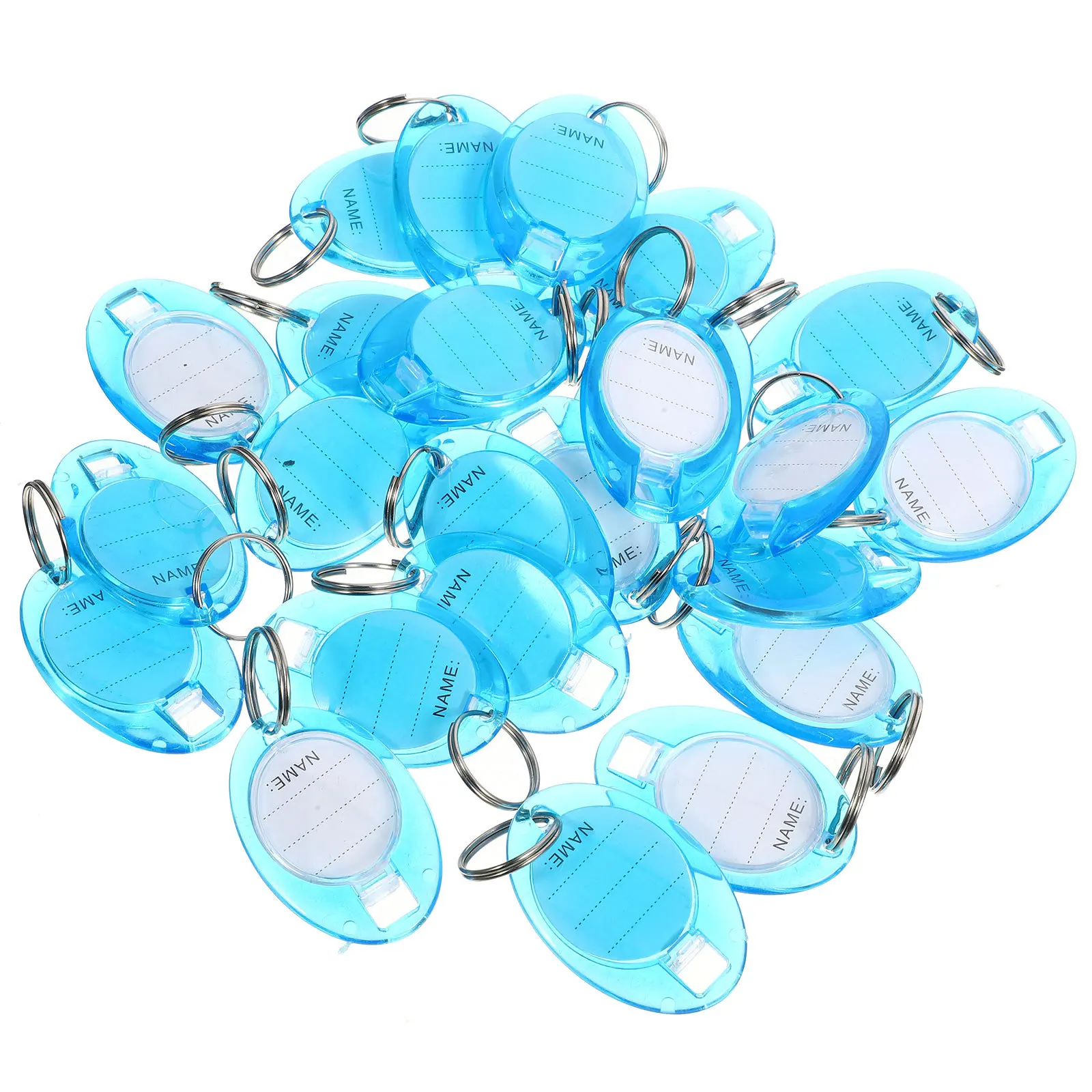 

50Pcs Key Tags with Ring Plastic Oval Reusable Key Labels for Keys Luggage Memory Stick Identification