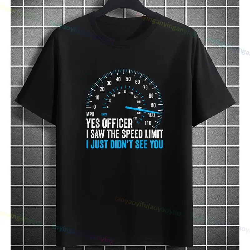 Men's 'Yes Officer, I Saw The Speed Limit' Graphic Tee Casual Cotton Crew Neck T-Shirt Perfect for All Seasons Outdoor Clothing