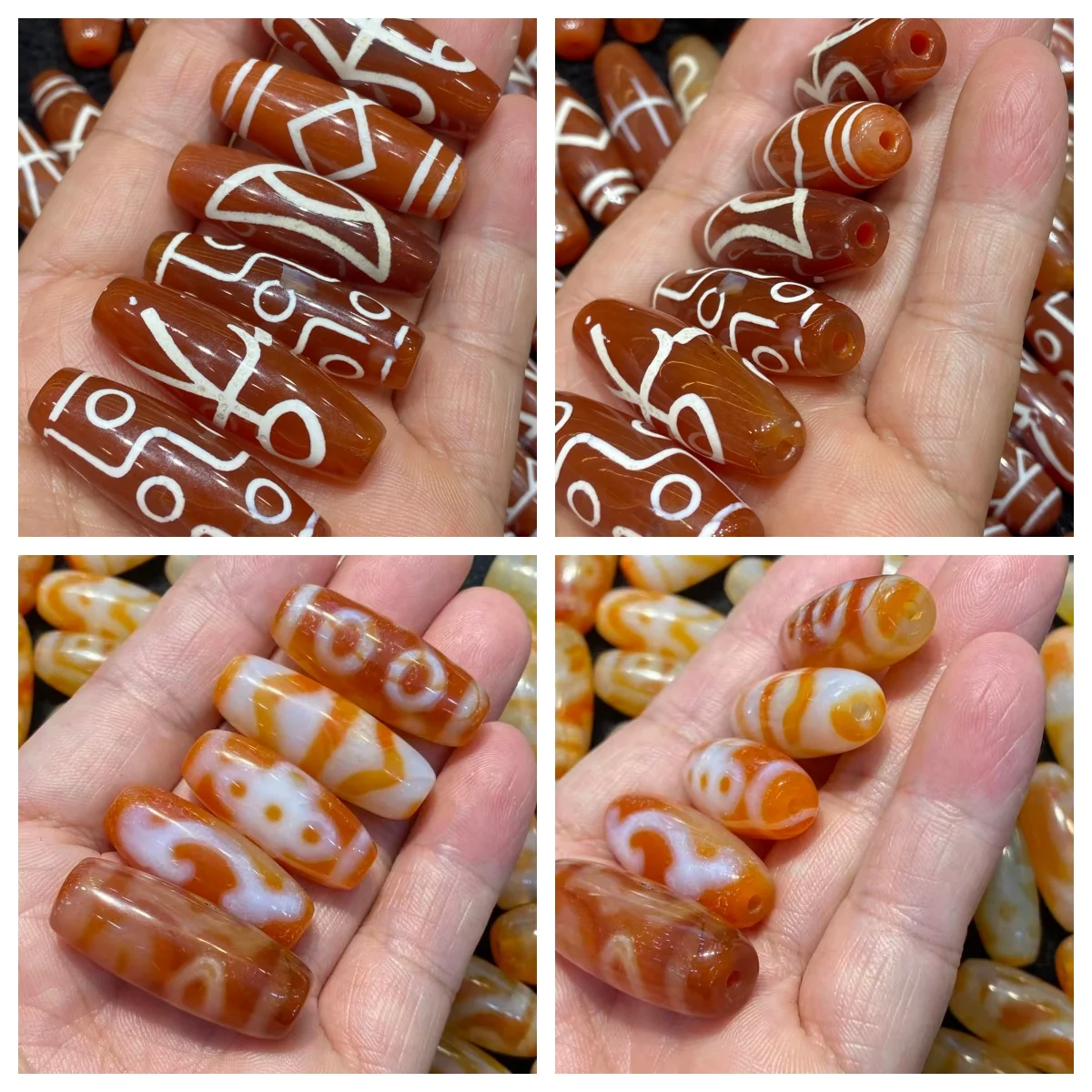 50pcs Cost-effective Taiwanese craftsmanship red agate dzi bead Western Asia-style patina Tibetan loose bead bracelet accessory