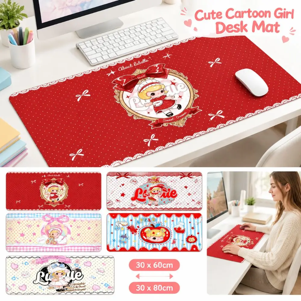 New Cute Cartoon Girl Desk Mat Thickened Anti-Slip Mouse Pad Sweet Style Stain Resistant Keyboard Mice Mat for Students