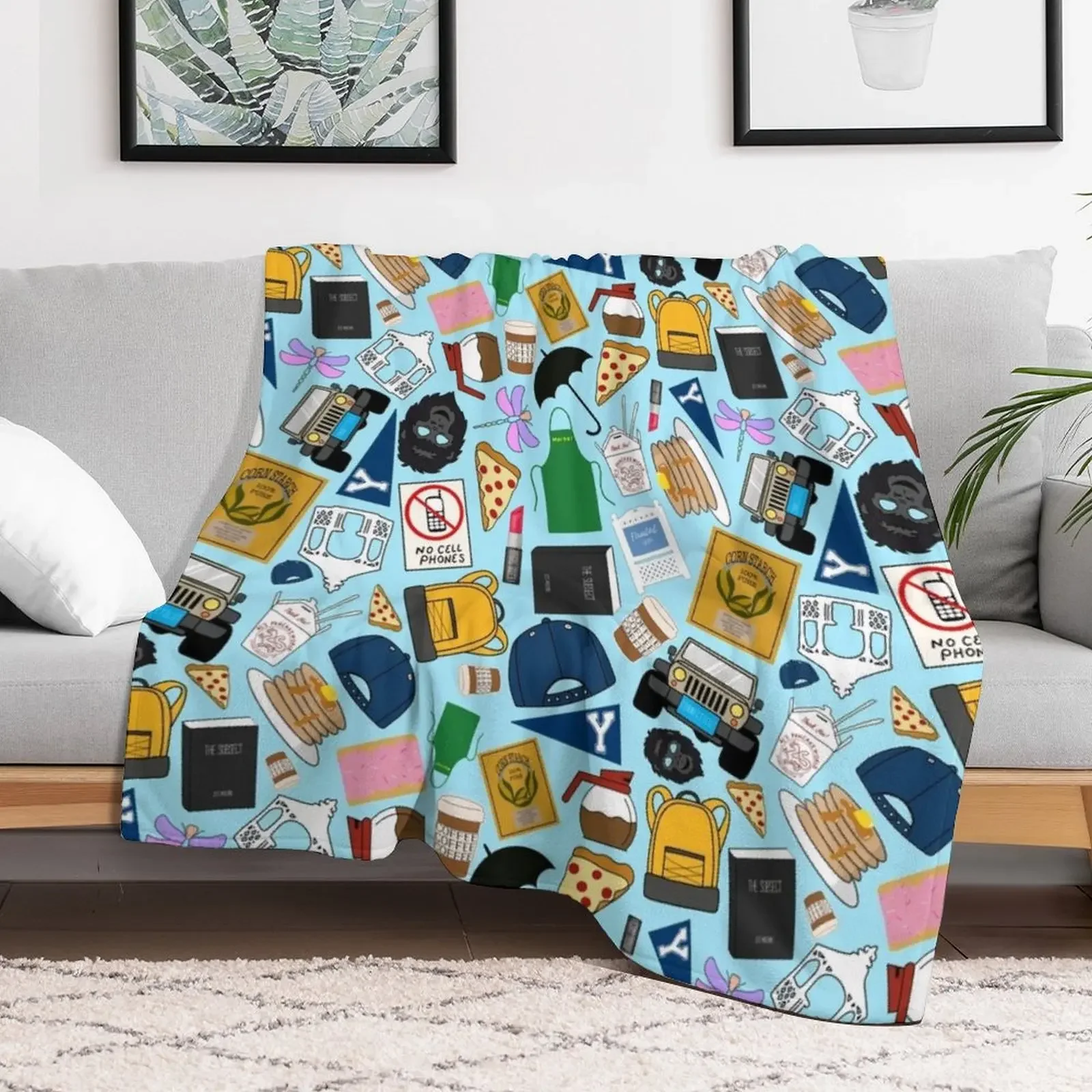 Ultimate Fan Pattern Icons All Over Print Blue Pack Throw Blanket Beautifuls Sleeping Bag Plaid Blankets For Baby Blankets