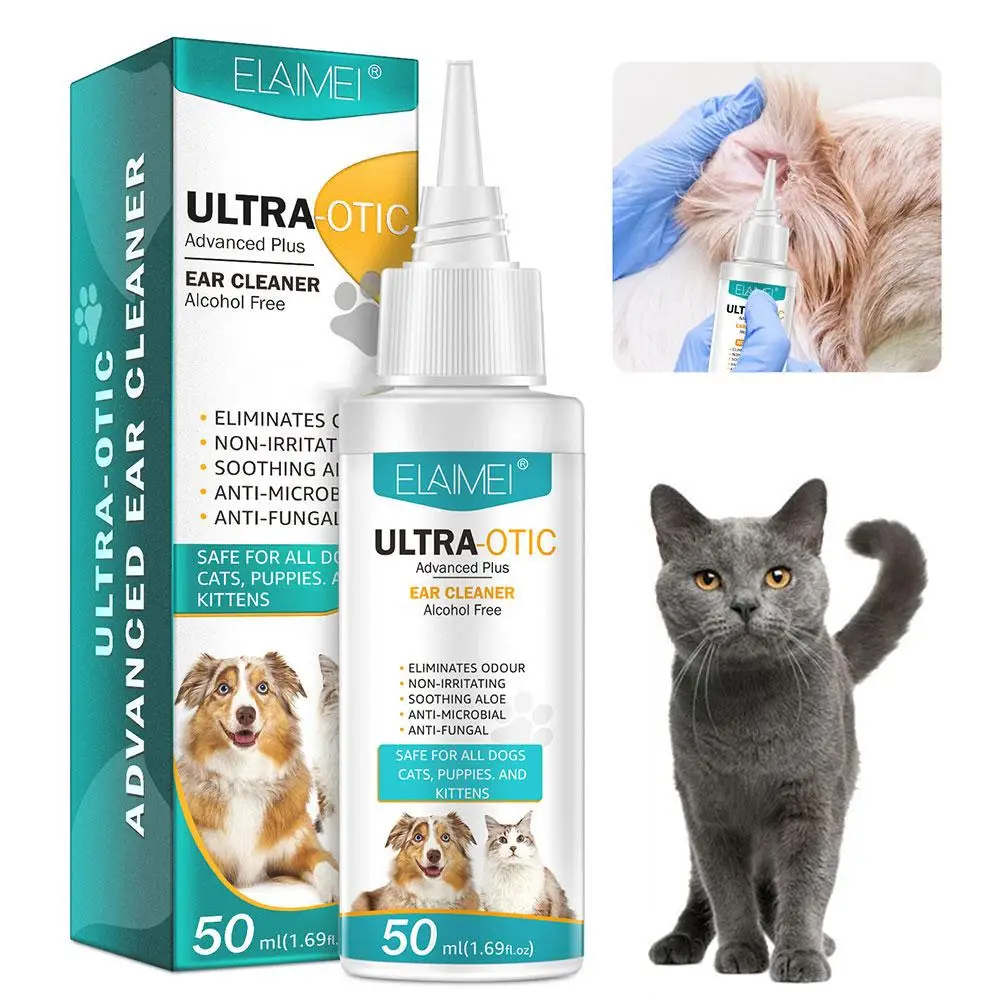 Pet Ear Cleaner Cat Dog Ear Cleaner Ear Wash For Dogs,Clean Ear Drops Prevents Itching & Odor Ears Solution 50ML Pet Suppli S0F8