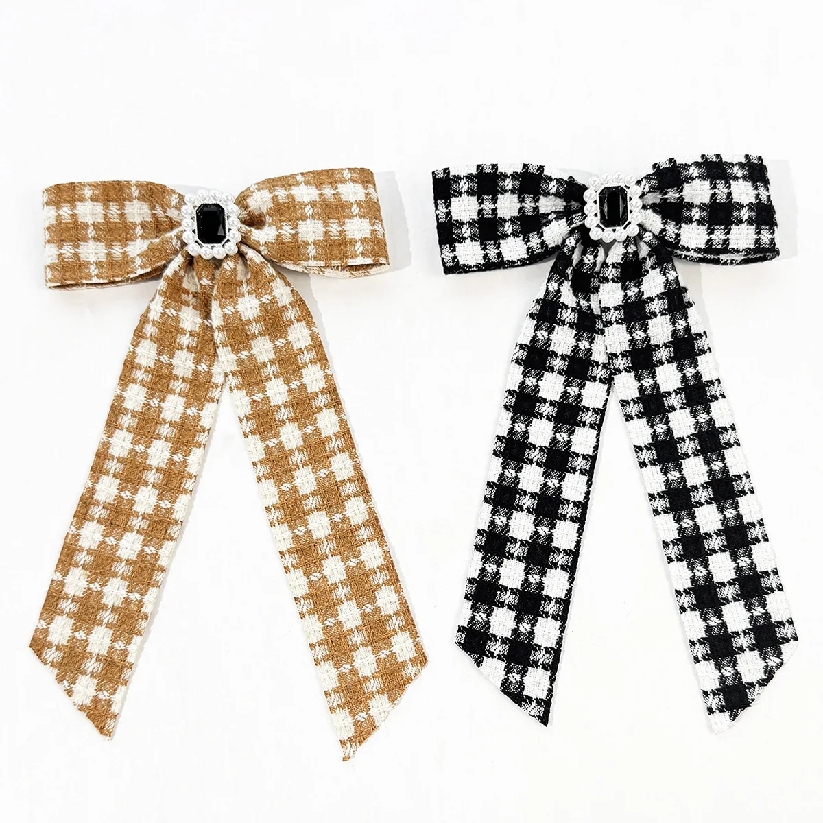 24pc Elegant Plaid Cloth Hairpins with Crystal Button Luxury Fabric Bow Hair Clips for Girls And Women Hair Jewelry Headpieces