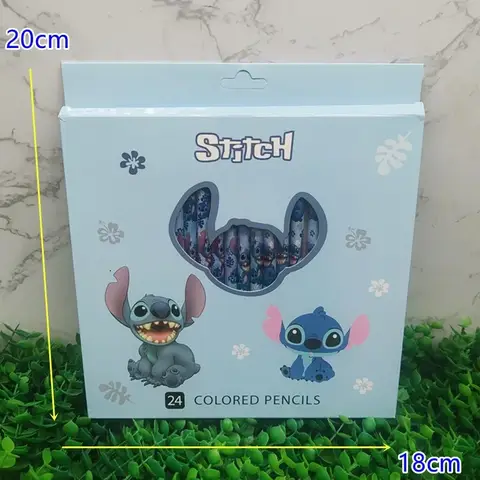 Nytt Stitch 24-delars Anime Pennset Kawaii Barnbrevpapper Presentask med Vässare Barn Skolmaterial Presenter Heta Reor 8 best sales stygnpennor - №8