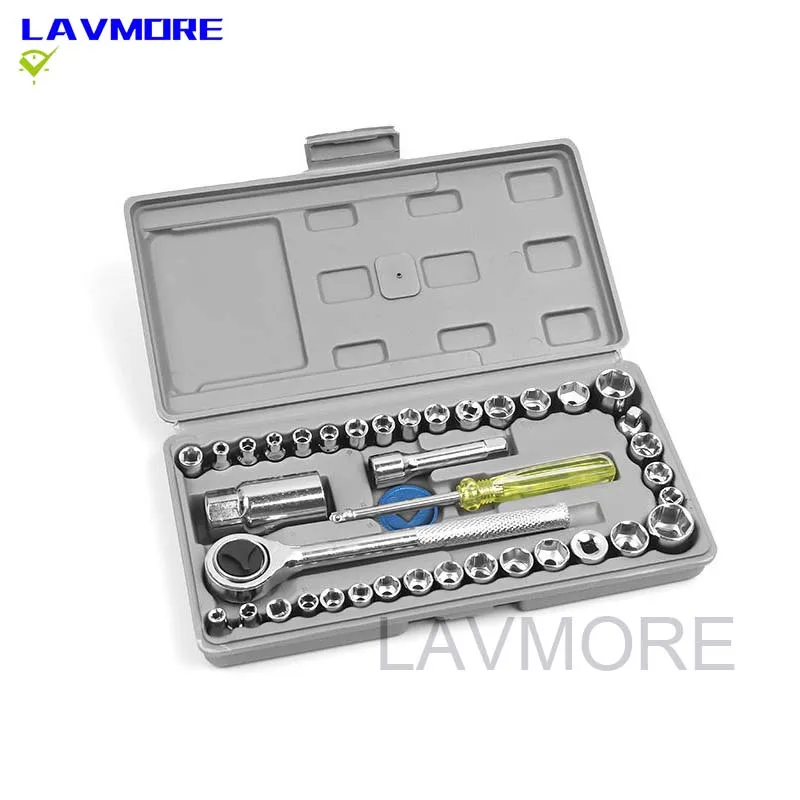 

40pcs Car Repair Tool Socket Set Ratchet Wrench Spanner Combination Hand Tools impact socket set