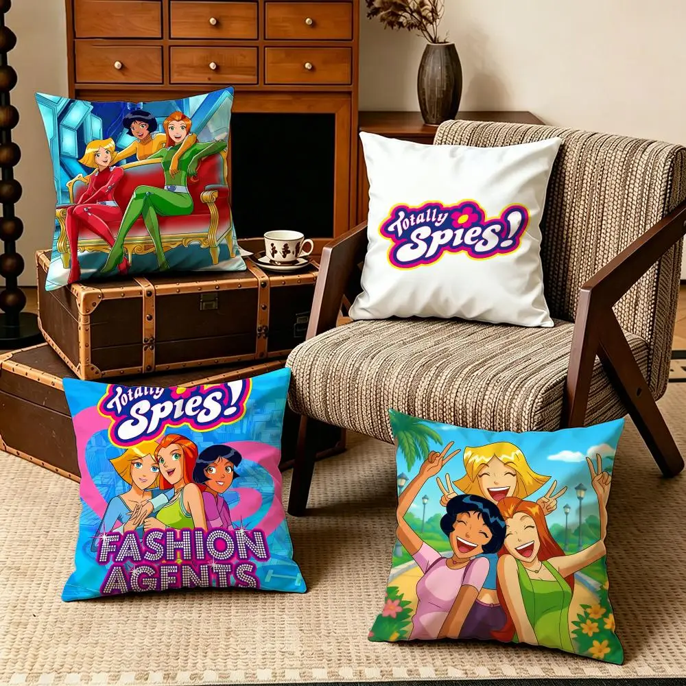 IP-Totally SpiesS Cushion Cover Soft Velvet Cushion Cover Set 4Pcs 50x50 45x45 Zipper Pillowcase for Home Decor