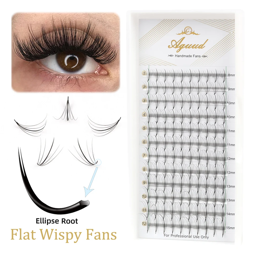 AGUUD Wispy Eyelash Extension Pre Fans 5D 7D 9D Spike Hybrid Fan Lashes Russian Volume Fans Cluster Eyelash Flat Ellipse Lashes